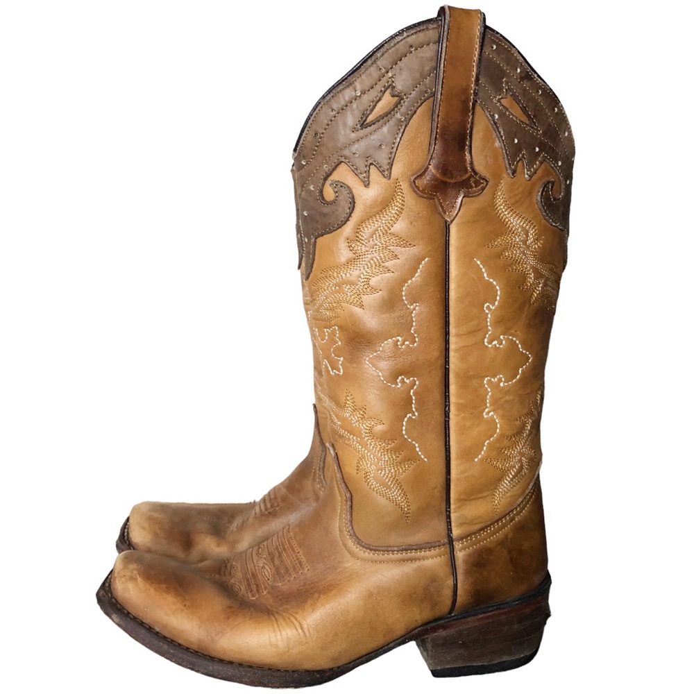 Tanner Mark Women’s Leather Western Cowgirl Boots 8